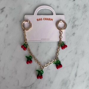 Cherry Chain Bag Charm By Anthropologie 12” Bag Jewelry Trend Cute Glass Fruit